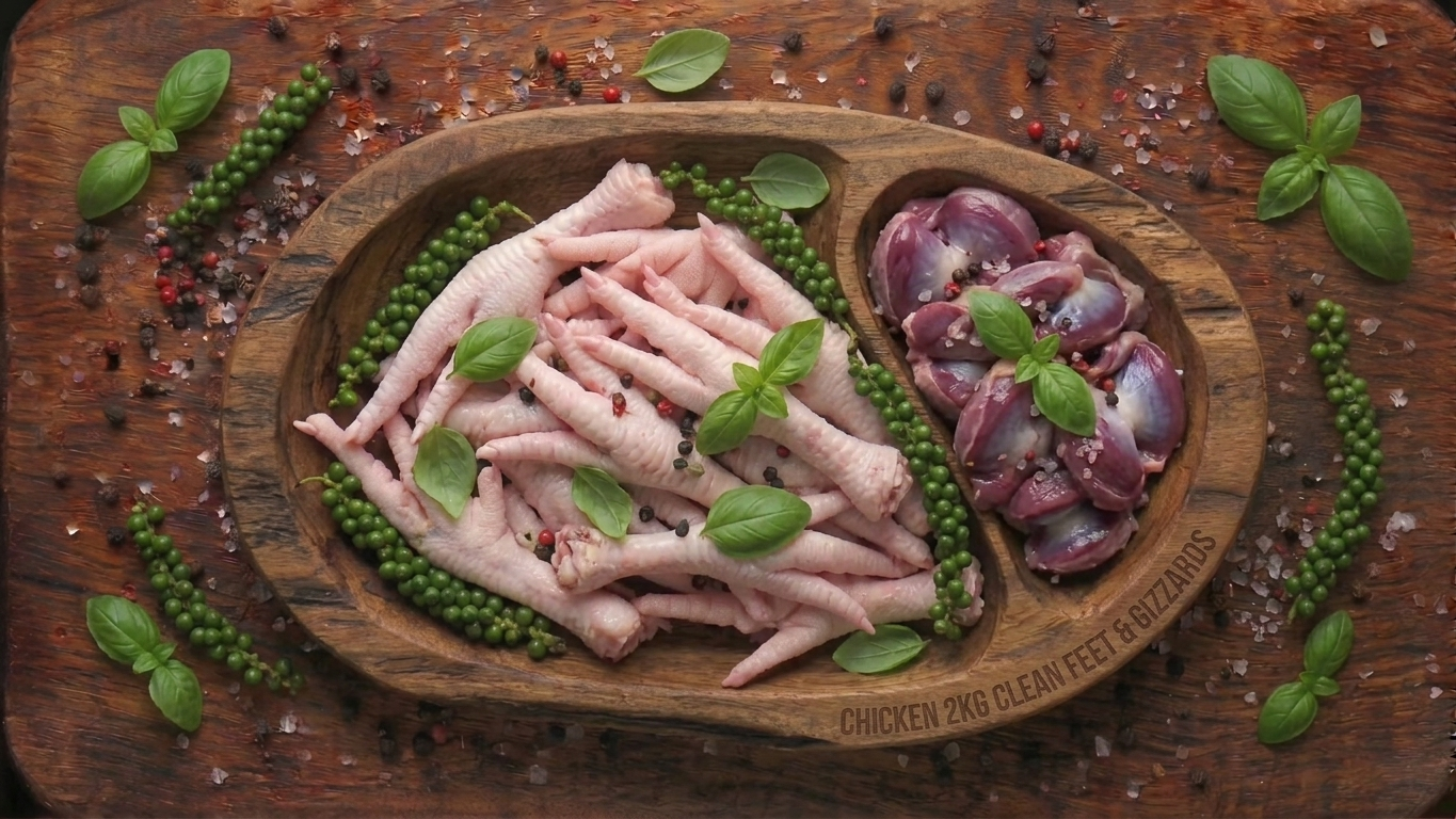CHICKEN 2KG CLEAN FEET & GIZZARDS